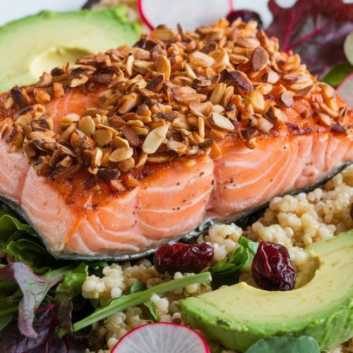 Almond-Crusted Salmon Salad